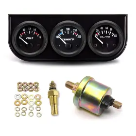 0769fuwu 902885715892 3 In 1 Car Meter Auto Gauge Voltmeter Water Oil Press 2 Inch Chr