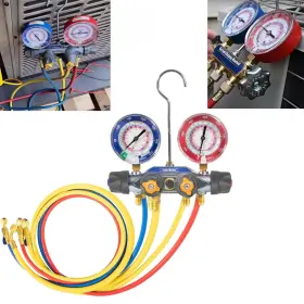 A2qp-1854 A2-auto 49968 4-valve Test And Charging Manifold With Hoses Ball Valves Gauge Tool Set