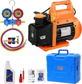 Ac Vacuum Pump And Gauge Set-7 726084678040 4.5 Cfm For Mini Split Hvac Auto Systems Manifold G