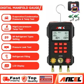 Ac3000 Ancel Hvac Vacuum Gauge Pressure Temperature Test Manifold Meter Refrigeration