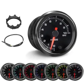 Tc-zsb01 Arbriaty 7 Color Rpm Gauge 10 000 Tachometer Tach Kit 2-1/16 Inch 52mm Led Back