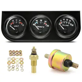 Ar-bl0002-2010f Artilaura 52mm Triple Gauge Set Oil Pressure Water Temp Voltmeter 3 In1 Auto Ga