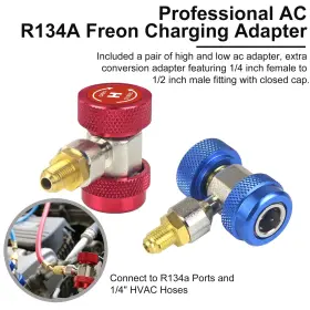Aukuzi 011469655580 Adapter R134a Air Conditioning Adjustable Quick Coupler Adapters High Low Ac #3 Aukuzi 011469655580 Adapter R134a Air Conditioning Adjustable Quick Coupler Adapters High Low Ac #3
