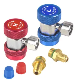Aukuzi 011469655580 Adapter R134a Air Conditioning Adjustable Quick Coupler Adapters High Low Ac Aukuzi 011469655580 Adapter R134a Air Conditioning Adjustable Quick Coupler Adapters High Low Ac