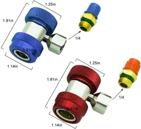 Aukuzi 696592064188 Adapter R134a Air Conditioning Adjustable Quick Coupler Adapters High Low Ac Kit #2