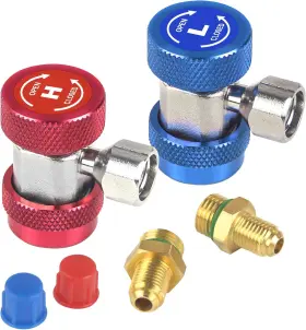 Aukuzi 696592064188 Adapter R134a Air Conditioning Adjustable Quick Coupler Adapters High Low Ac Kit
