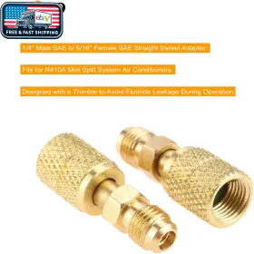 Aupoko 445037931997 R410a Mini Split Adapter 5/16 Inch Sae Female To 1/4 Male Flare #2 Aupoko 445037931997 R410a Mini Split Adapter 5/16 Inch Sae Female To 1/4 Male Flare #2