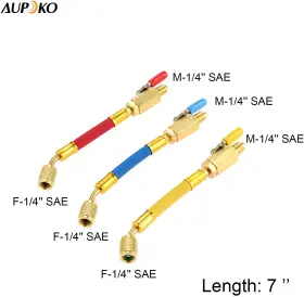Aupoko 445052859863 R134a R410a R22 R12 Charging Hoses And Ball Valve Set 3 Pcs Color Coded Hoses/w #2