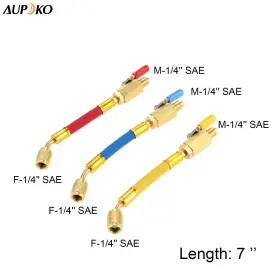 Aupoko 606034659872 R134a R410a R22 R12 Charging Hoses And Ball Valve Set 3 Pcs Color Coded #2 Aupoko 606034659872 R134a R410a R22 R12 Charging Hoses And Ball Valve Set 3 Pcs Color Coded #2