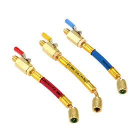 Aupoko 606034659872 R134a R410a R22 R12 Charging Hoses And Ball Valve Set 3 Pcs Color Coded Aupoko 606034659872 R134a R410a R22 R12 Charging Hoses And Ball Valve Set 3 Pcs Color Coded