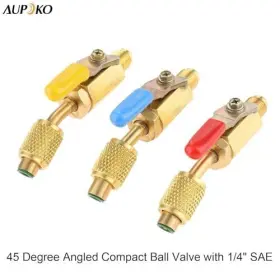 Aupoko 606034659902 Air Conditioning Refrigerant Angled Compact Ball Valve 1/4 Sae R410a #3
