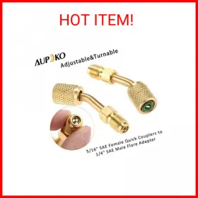 Aupoko 606034659926 R410a Adapter 5/16 Inch Sae Female Quick Couplers To 1/4 Male Flare 2 Pc 45 De #2 Aupoko 606034659926 R410a Adapter 5/16 Inch Sae Female Quick Couplers To 1/4 Male Flare 2 Pc 45 De #2