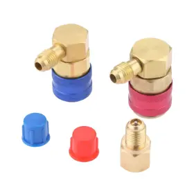 Aupoko 606034661226 R12 To R134a Conversion Quick Connect Coupler Kit High/low Side 90 Degree Ang