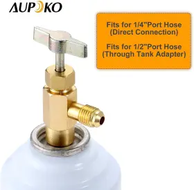 Aupoko 606034661318 R134a Self-sealing Can Tap With Tank Adapter 1/2 Acme To 1/4 Sae Re #3