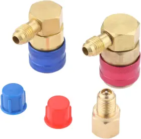 Aupoko 691161217774 R12 To R134a Conversion Quick Connect Coupler Kit High/low Side 90 Degree Angle