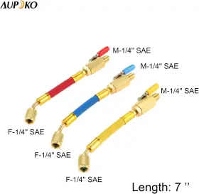 Aupoko 696535973911 R134a R410a R22 R12 Charging Hoses And Ball Valve Set 3 Pcs Color Coded Hoses/w #2