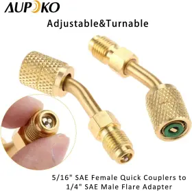 Sz100130055694rk Aupoko R410a Adapter 5/16 Inch Sae Female Quick Couplers To 1/4 Male Flare 2 Pc 45 De #2