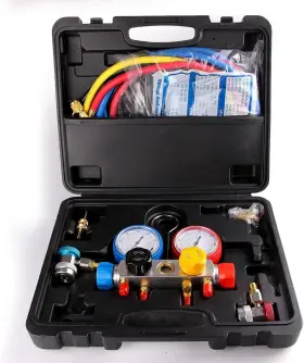 Aurelio Tech 691953043888 4 Way Ac Manifold Gauge Set R410a R22 R134a With Hoses Coupler Adapters 1/2 Inch Acme #2