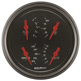 Auto Meter 046074014147 1414 Designer Black Quad Gauge