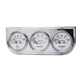 2.3125 Auto Meter 046074023255 2325 Autogage White Console Oil/volt/water Gauge With Chrome Steel Inch