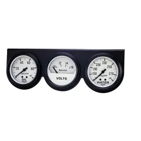 Auto Meter 046074023286 2328 Autogage Mechanical White Oil/volt/water Gauge Black Console