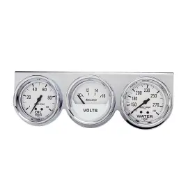 Auto Meter 046074023293 2329 Autogage Mechanical White Oil/volt/water Gauge With Chrome