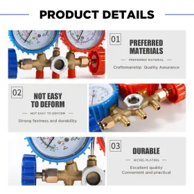 Mmt432 Autoand Ac Manifold Dual Gauge Hvac Refrigerant 3ft Hose Set For R404a R12 R22 Us #2