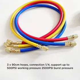 Mmt432 Autoand Ac Manifold Dual Gauge Hvac Refrigerant 3ft Hose Set For R404a R12 R22 Us #3