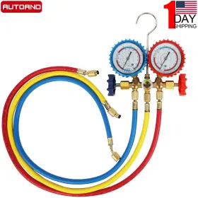 Mmt432 Autoand Ac Manifold Dual Gauge Hvac Refrigerant 3ft Hose Set For R404a R12 R22 Us