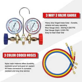 Awt-1108c Autowanderer Tool Ac Diagnostic Manifold Gauges Gauge Set For R134a R12 R22 R404a 3 Way Ai #3
