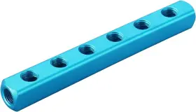 Baomain 711811404955 Manifold Block Pneumatic 6 Way 9 Port 1/4 Inch Pt Threaded Ports Blue