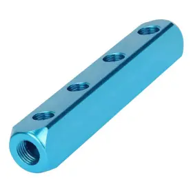 Beduan 1kl-03440-mbs 1/4 Inch 4 Way 7 Port Aluminum Air Hose Inline Ports Blue Sky