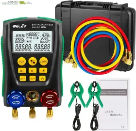 Beley 313047051042 Dual Pressure&temp Test With Temperature Clips And Hoses Vacuum Ac Gauges For R1