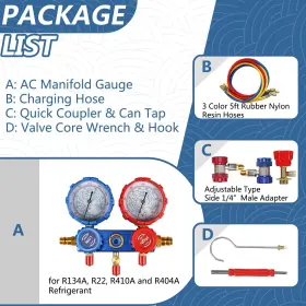 Ggm-105058 Bicos 3 Way Ac Manifold Gauge Set Fits For R134a R410a R404a R22 Refri #3