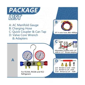 Lx-1110 Bicos 4 Way Ac Gauge Diagnostic Manifold Set For R410a R22 A134a Ref #2