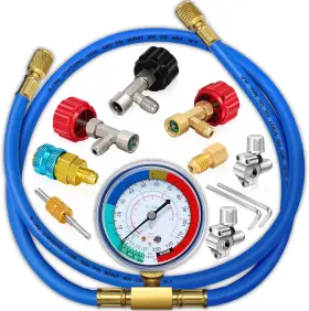 Boltigen 445005219287 R134a Refrigerant Recharging Hose With Gauge A/c Refrigerator Fr