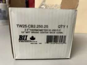 Tw25-cb2-250-25 Boshart Industries Tw25cb225025 Nib Thermometer 32-250 F/c 2.5 Inch Dia. 1/2 Brass Back Connection