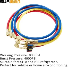 Branded R134a Refrigerant Charging Hose With Ball Valves Hvac Hoses 1/4ftft Sae R410a 800 Psi Fi #2