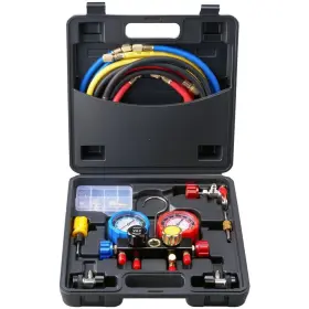 Stllmbzzlj4te7b0mv0-s0318 Branded 4-way Ac Manifold Gauge Set R134a R12 R22 R410a Hvac With Hoses And Couplers Kit