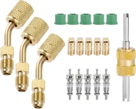 Branded01 705353425332 R410a Adapter Mini Split 5/16 Sae Female To 1/4 Male With Valve