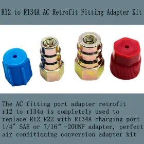 Branded01 726084866096 R12 To R134a Ac Retrofit Fitting Adapter Kit R22 High/low #2