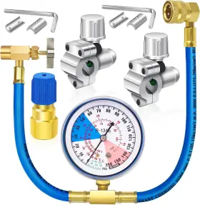 Ha-2022 Can Tap R134a Freon Charge Hose Gauge Set Bpv31 Valve Hvac Ac Port Retrofit Adapter