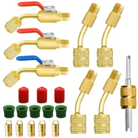 Ma0852 Canipha 21pc R410a Adapter Kit Low Loss Hvac Angled Ball Valve R134a R12 R22 Mini Split