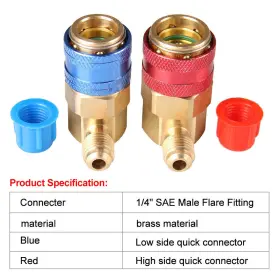 Carbole 948894366960 Brass Car Ac System Port Quick Snap On Coupler Adapter A/c Manifold Gauge Hvac #2