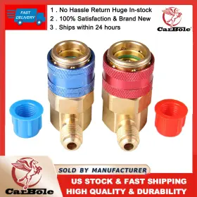 Carbole 948894366960 Brass Car Ac System Port Quick Snap On Coupler Adapter A/c Manifold Gauge Hvac
