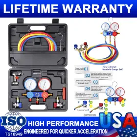 Complete4waymanifold Carbole 5ft 3-way Air Ac Manifold Gauge Set Brass Hvacpressure Tester Tool Refrigeration Complete4waymanifold Carbole 5ft 3-way Air Ac Manifold Gauge Set Brass Hvacpressure Tester Tool Refrigeration