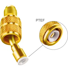 Chinco 754407055940 R410a Charging Vacuum Port Adapter Brass Converter With Thimble 5/16 Inch Fem #3