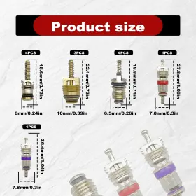 Crt7 Cmerto 102pcs Air Conditioning Valve Core Accessories Kit A/c R12 R134a Refrigerati #3