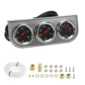 Yc101324 Cnspeed 2 Inch 52mm Triple Gauge Kit Chrome Panel 3in1 Car Meter Oil Pressure Fahrenheit