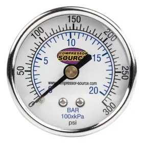 Compressor Source 684659125255 Quality 0-300 Psi Air Pressure Gauge 1/4 Inch Npt Center Back Mount Cbm 2 Face